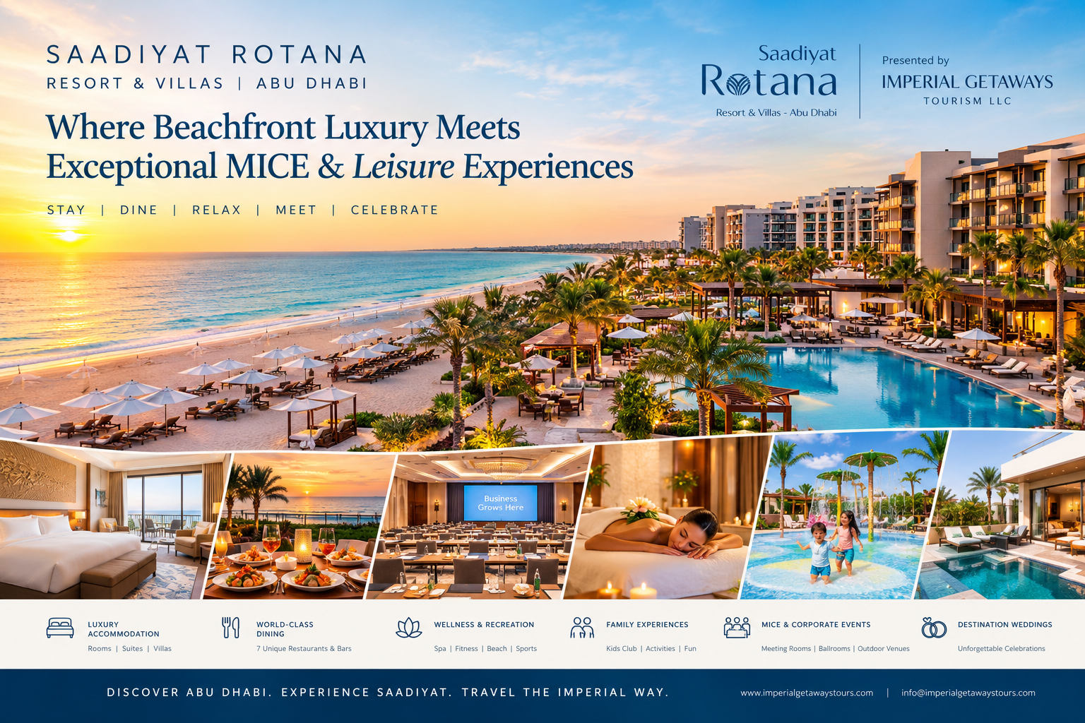 Saadiyat Rotana Resort & Villas beachfront resort in Abu Dhabi with pool, beach and luxury facilities